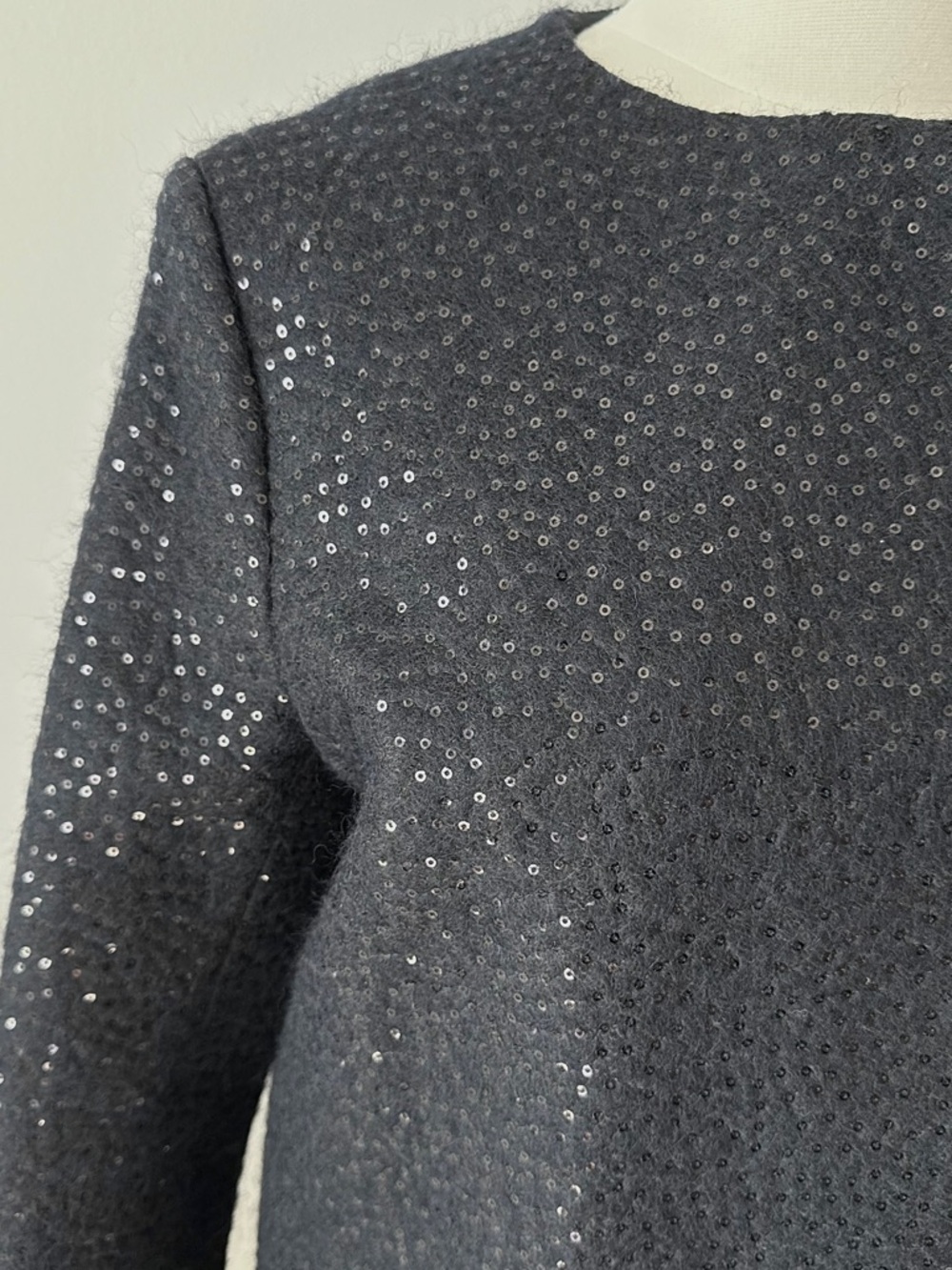 COS Wool Blend Sequin Classic Coat Dark Navy EU 34 (XS–S) NWOT - Picture 9 of 15